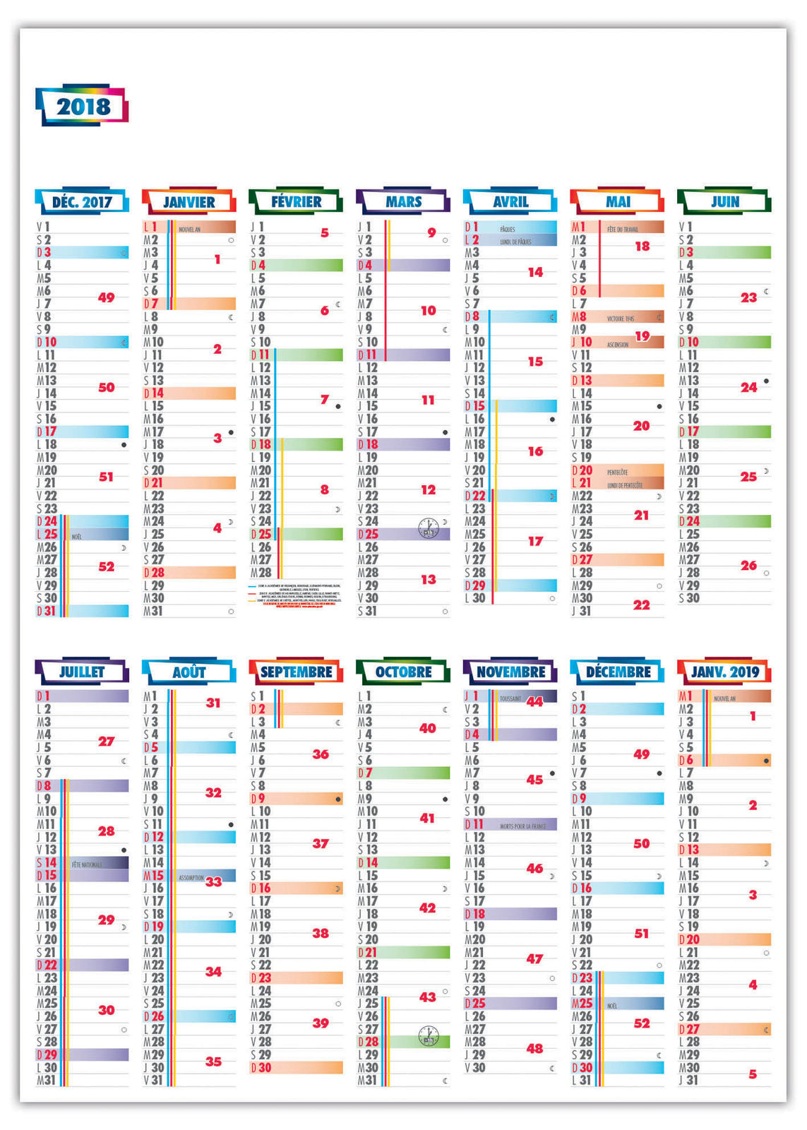 Calendrier Effaçable | Planning léger souple mural | 500 x 700 cm