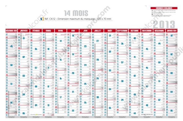 Calendrier 14 mois, calendrier 14 mois