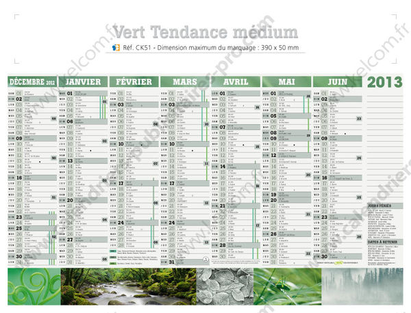 Calendrier publicitaire personnalisé cuisine, Medium Plaisirs Culinaires