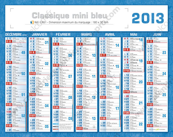 Calendrier publicitaire petit format, Classique Mini