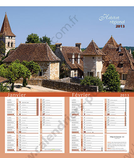 Calendriers publicitaires maisons, Habitat Région