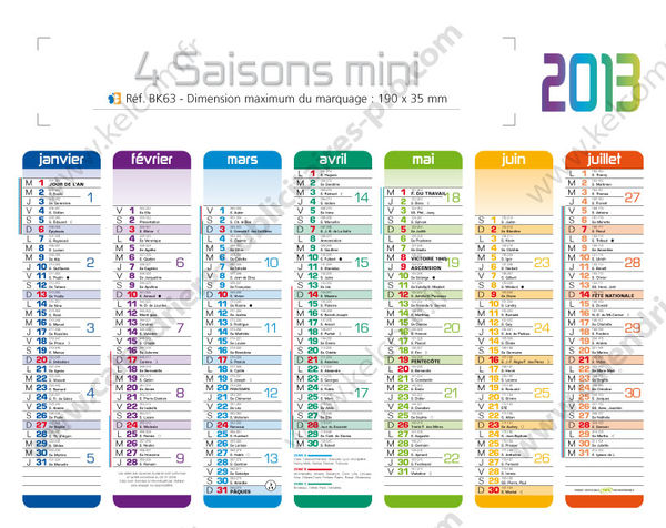 Minis calendriers publicitaires, Mini Les 4 Saisons