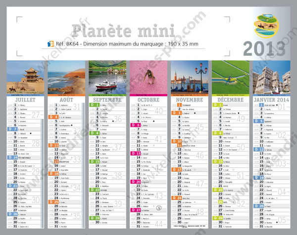 Petit calendrier publicitaire, Mini Planète