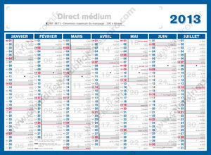 Calendrier bancaire publicitaire entreprise, Medium Direct 1