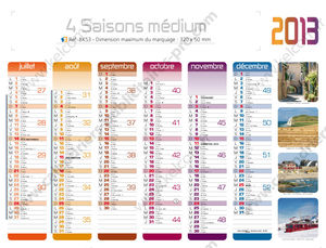 Calendrier bancaire publicitaire moyen 4 saisons, Medium Les 4 Saisons 2