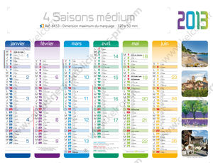 Calendrier bancaire publicitaire moyen 4 saisons, Medium Les 4 Saisons