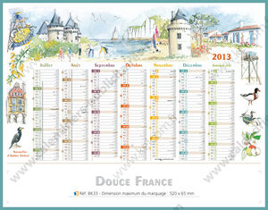 Calendrier bancaire publicitaire peinture France, Paysage France 2