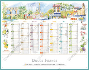 Calendrier bancaire publicitaire peinture France, Paysage France