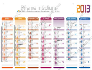 Calendrier bancaires publicitaires de couleur , Medium Prismabanque 2