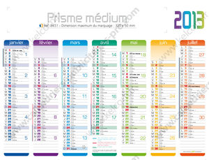 Calendrier bancaires publicitaires de couleur , Medium Prismabanque