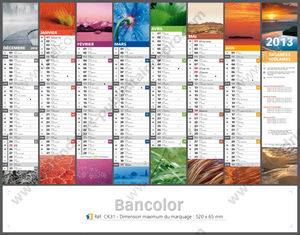 Calendrier entreprise à personnaliser, Coloribanque