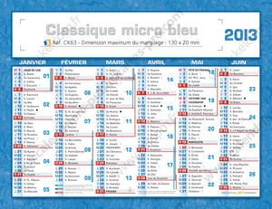 Calendrier publicitaire 2014, Classique Micro 1