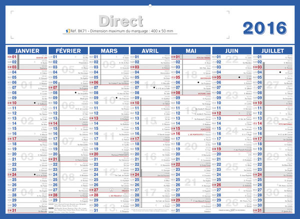 Calendrier bancaire publicitaire direct, Maxi Direct