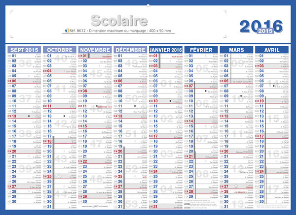 Calendrier bancaire publicitaire scolaire, Scolabanque