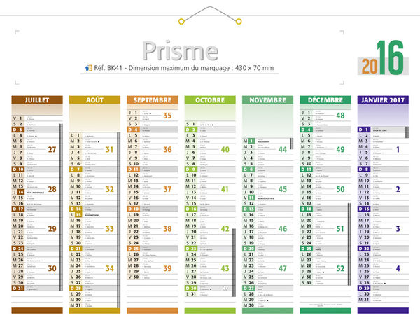 Calendrier de banque publicitaire qualité, Prismabanque