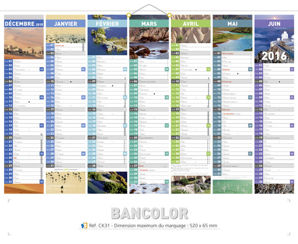 Calendrier entreprise à personnaliser, Coloribanque