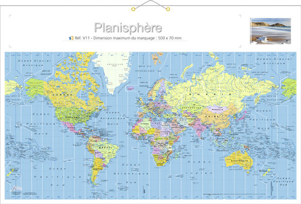 Calendrier entreprise personnalisé, Maxi Planisphère