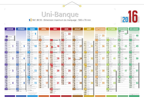 Calendrier grand format, Maxi Banque