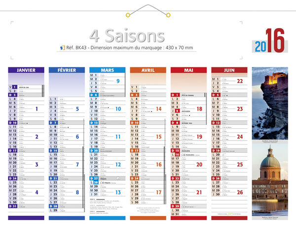 Calendrier publicitaire 4 saisons, Les 4 Saisons