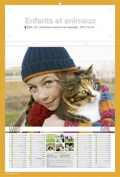 Calendrier publicitaire animaux, Enfants et animaux