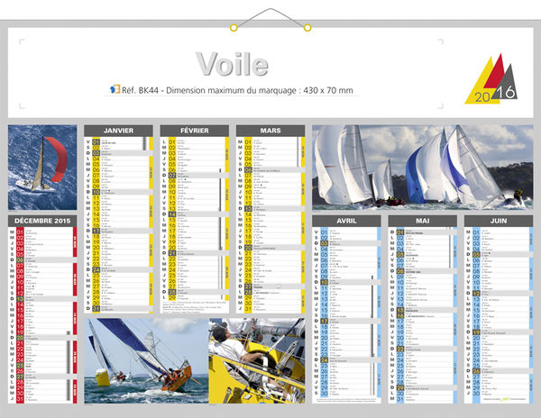 Calendrier publicitaire bateau, Voiles