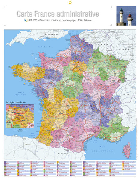 Calendrier publicitaire départements, Map France Admin