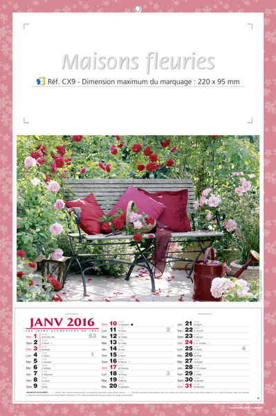 Calendriers publicitaires fleurs, Maisons Fleuries