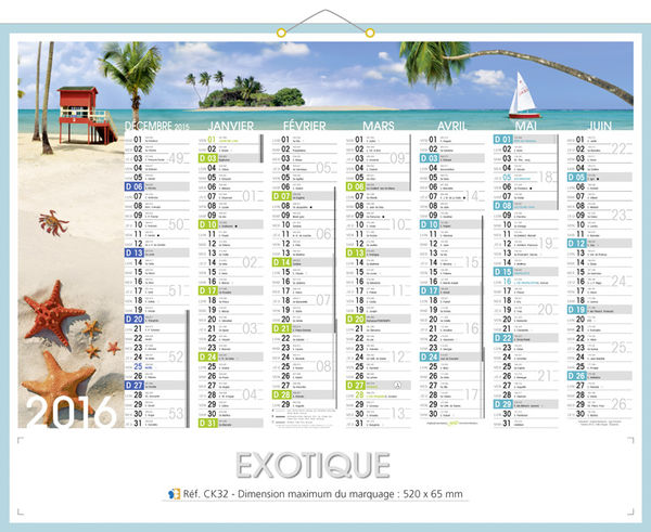 Calendriers publicitaires paysages, Exotique