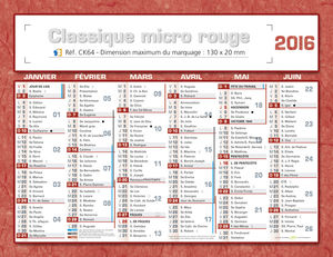 Calendrier publicitaire 2014, Classique Micro 2