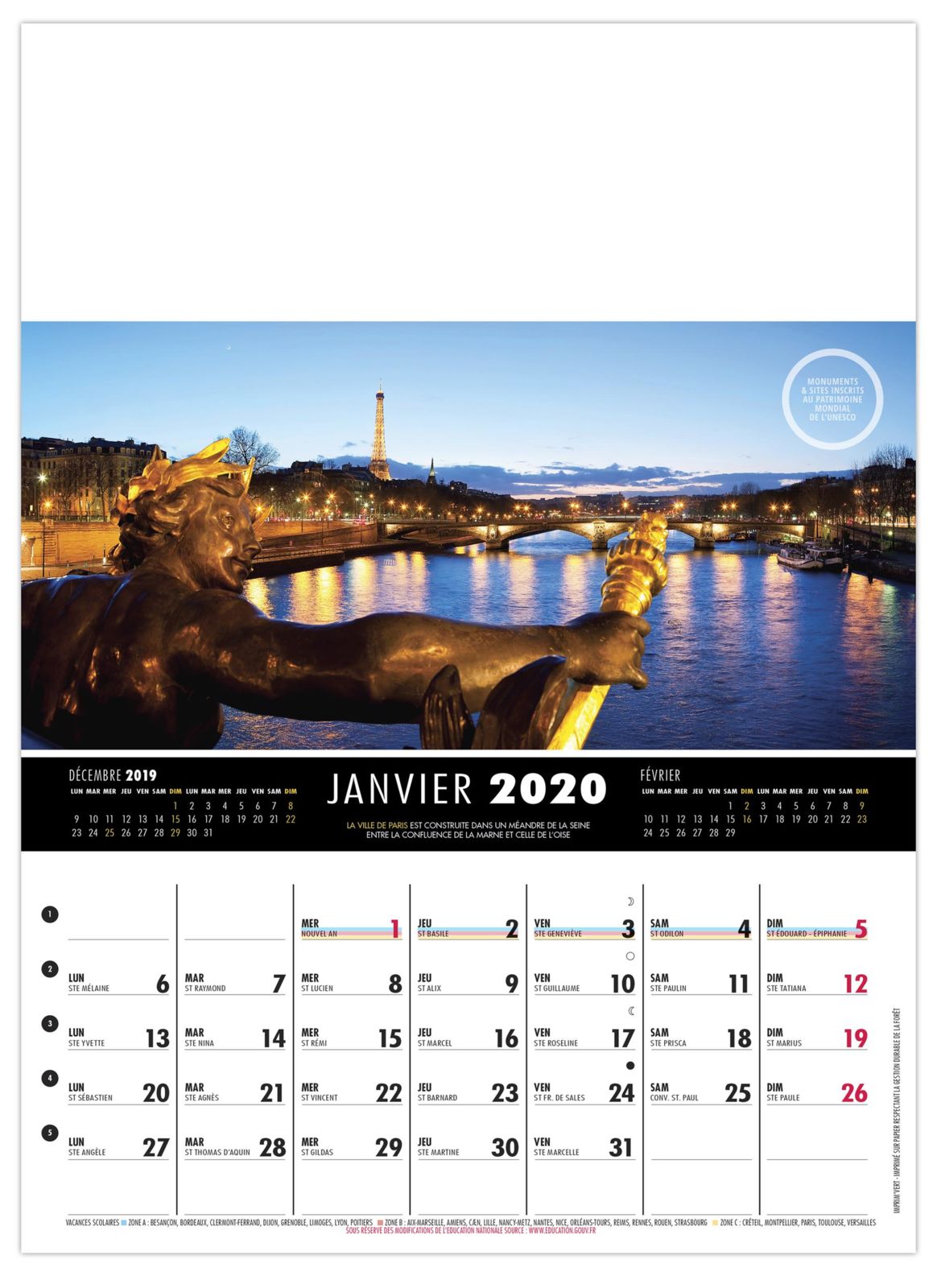 Calendrier mural personnalisé : Patrimoine