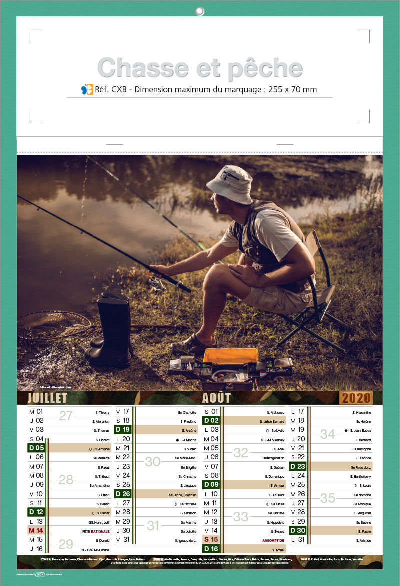 calendriers publicitaires chasse pèche