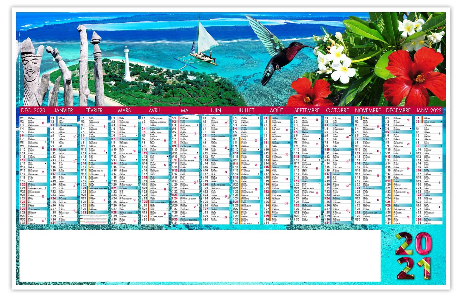 Calendrier Bancaire Personnalisé | Paradisiaque Léger Souple - 470 X 290