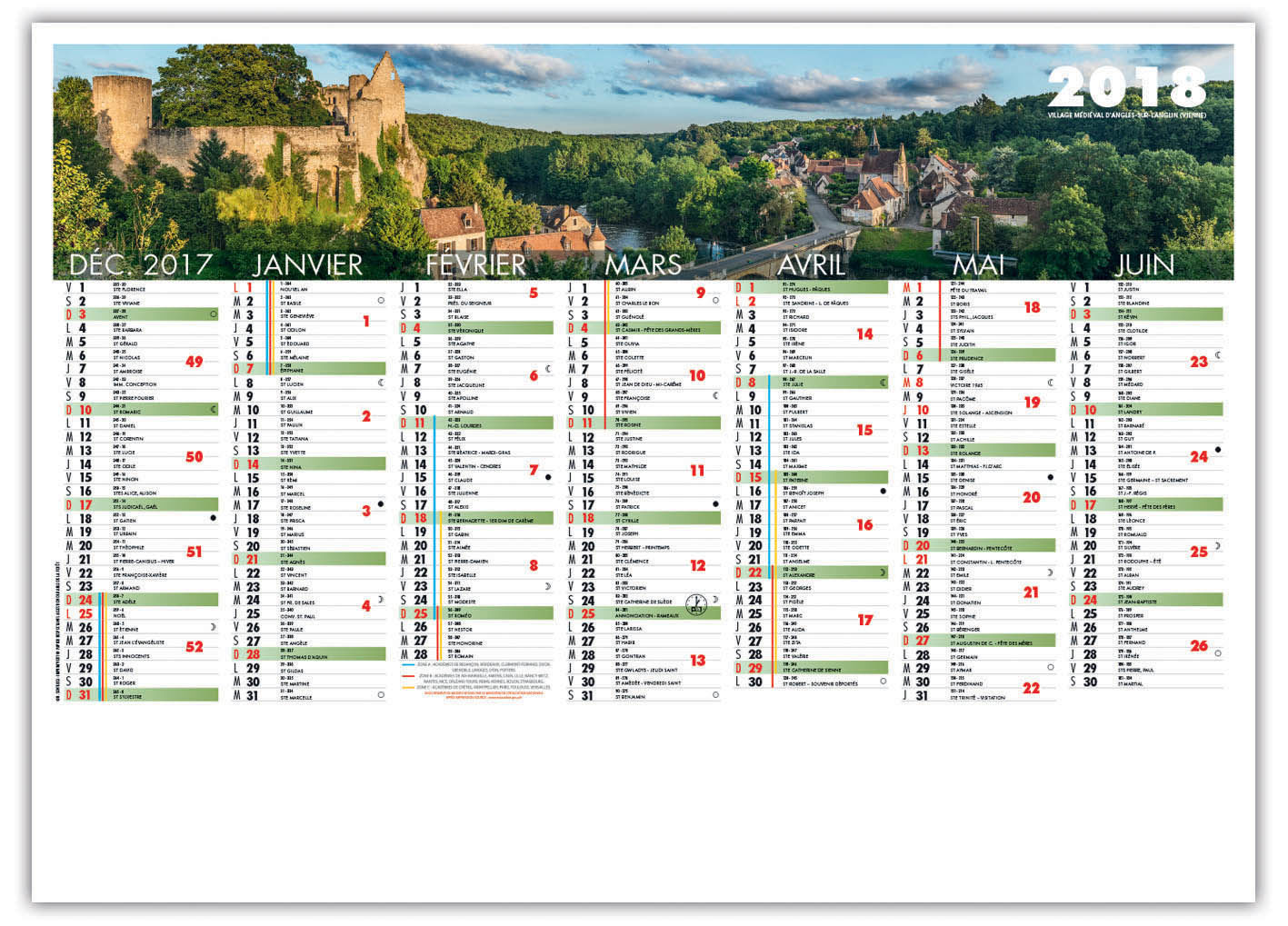 Calendrier Bancaire | la Vienne - Creuse | 290 x 210 cm