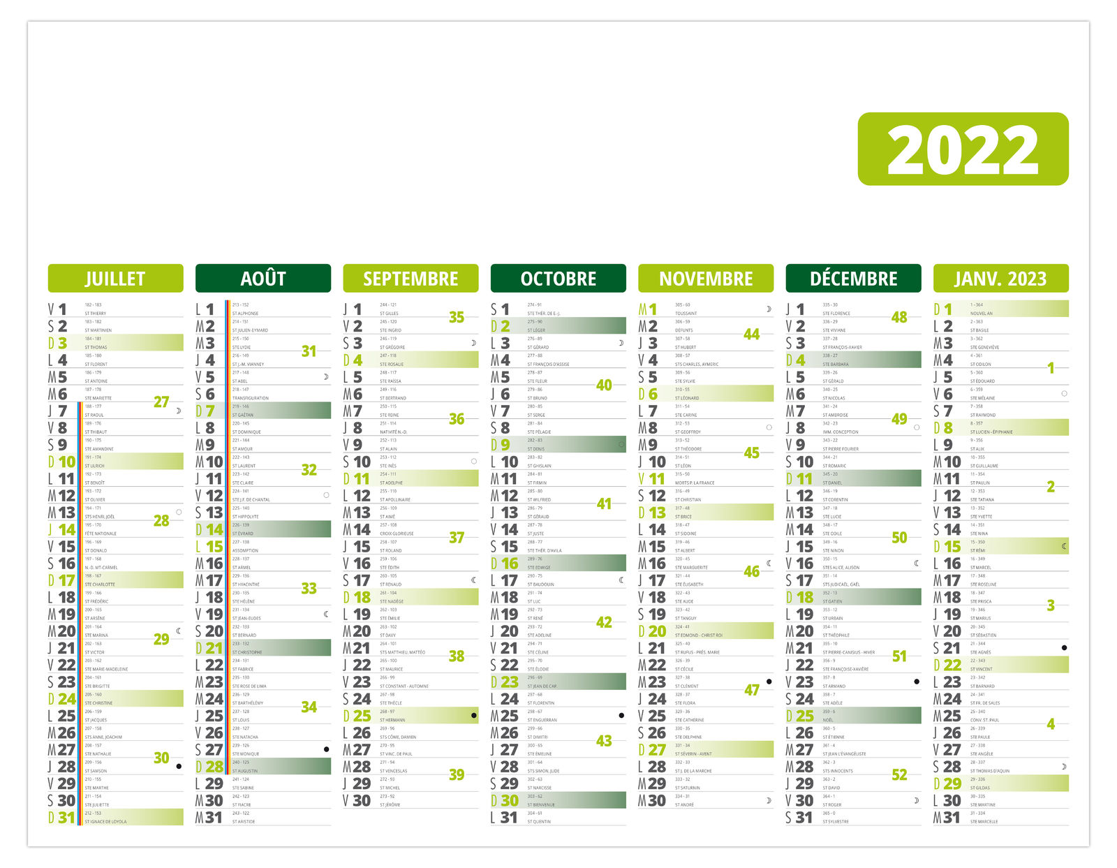 Calendrier bancaire personnalisable gameco vert 430 x 335 | Calendriers