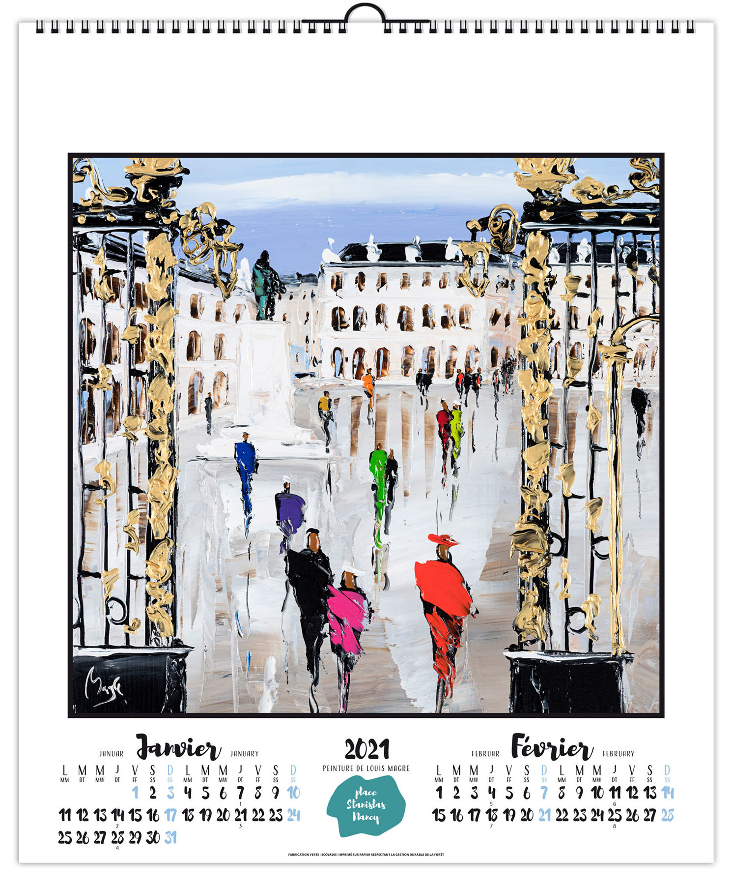 Calendrier Illustré à Feuillets Publicitaire Belles Places Xxl 480