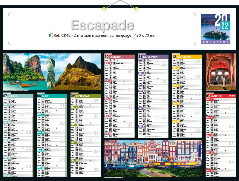 Calendrier Publicitaire 2023 Calendrier Publicitaire Personnalise Escapade | Calendrier Bancaire