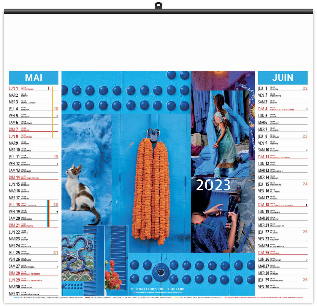 Calendrier Personnalise Illustre Eco Couleurs Voyages2023 6 Feuillets