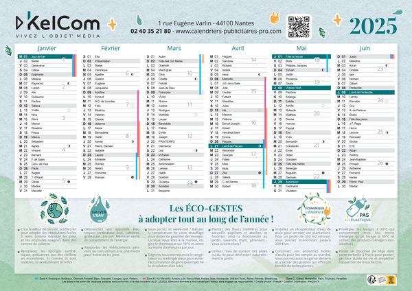 Calendrier publicitaire Eco-gestes 1