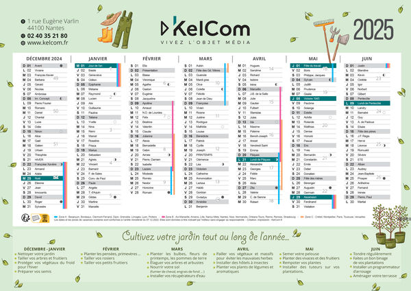 Calendrier publicitaire Jardin 1