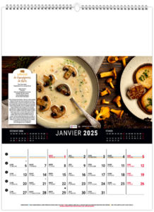 Calendrier mural couleurs cuisine 2025