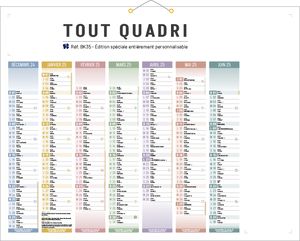 calendrier publicitaire quadri, 100 % personnalisé quadri